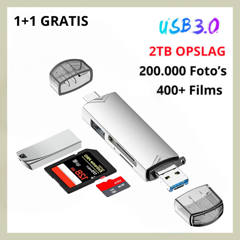 USB 6-en-1 : Clé USB Super Speed ​​​​de 2 To (1+1 gratuite)