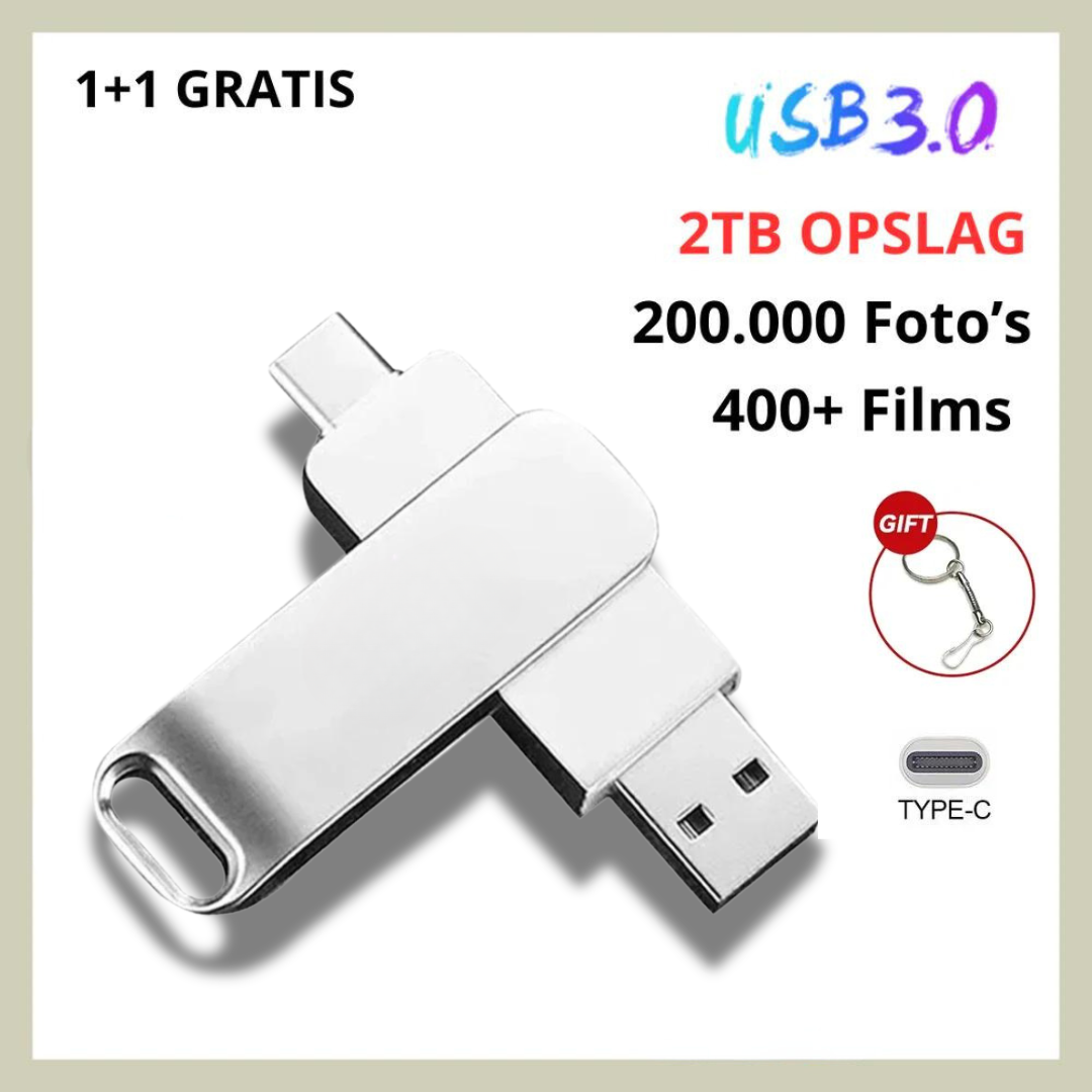 Clé USB 2 To avec USB-C (1+1 Gratuit)